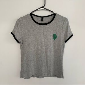 2/$15 FOREVER 21 cropped grey cactus shirt